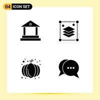 Set of 4 Vector Solid Glyphs on Grid for bank harvest copy layers misc chat Editable Vector Design Elements
