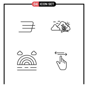 4 User Interface Line Pack of modern Signs and Symbols of daxx coin rainbow mountain nature finger Editable Vector Design Elements