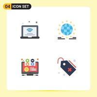 4 Thematic Vector Flat Icons and Editable Symbols of laptop online iot global e Editable Vector Design Elements