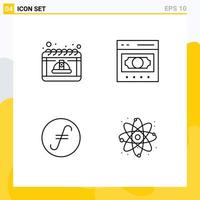 Set of 4 Modern UI Icons Symbols Signs for calendar online may ecommerce coin Editable Vector Design Elements