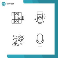 Set of 4 Commercial Filledline Flat Colors pack for books microphone lotus development Layer 1 Editable Vector Design Elements