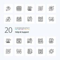 20 Help And Support Line icon Pack like online email setting browser setting vector