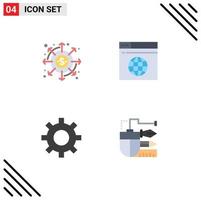 4 User Interface Flat Icon Pack of modern Signs and Symbols of distribution protection money network gear Editable Vector Design Elements