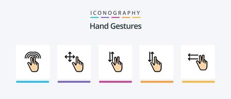 Hand Gestures Line Filled 5 Icon Pack Including touch. hand. gesture. gestures. interface. Creative Icons Design vector