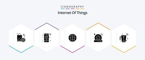 Internet Of Things 25 Glyph icon pack including blender. wifi. real estate. dvd. wifi vector