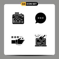 Stock Vector Icon Pack of 4 Line Signs and Symbols for camera fitness hobby comment pulse Editable Vector Design Elements