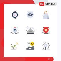 Set of 9 Modern UI Icons Symbols Signs for hotel bell handbeg launch coding Editable Vector Design Elements