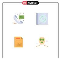 Modern Set of 4 Flat Icons Pictograph of call document message compact chart Editable Vector Design Elements