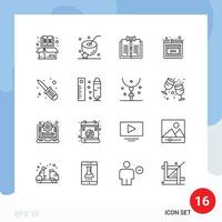 Group of 16 Outlines Signs and Symbols for repair error drink browser law Editable Vector Design Elements