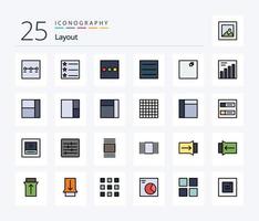 Layout 25 Line Filled icon pack including profiles. accounts. menu. layout. graph vector