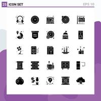 Pictogram Set of 25 Simple Solid Glyphs of education molecule coding chemistry error Editable Vector Design Elements