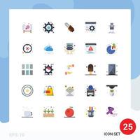 25 Universal Flat Color Signs Symbols of android programming circular development coding Editable Vector Design Elements