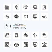 20 Internet Security Line icon Pack like internet research world search security vector