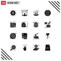 Universal Icon Symbols Group of 16 Modern Solid Glyphs of blueprint website work online light Editable Vector Design Elements