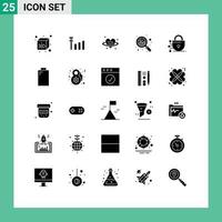 Solid Glyph Pack of 25 Universal Symbols of power battery analysis technology digital Editable Vector Design Elements