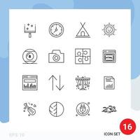 16 Creative Icons Modern Signs and Symbols of play game nature ball shinning Editable Vector Design Elements