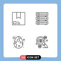 Set of 4 Modern UI Icons Symbols Signs for deliver hosting package database easter Editable Vector Design Elements