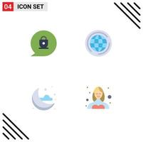 Universal Icon Symbols Group of 4 Modern Flat Icons of chat weather world think dancer Editable Vector Design Elements