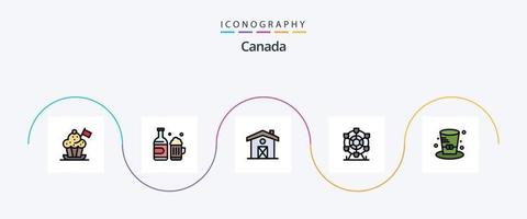 Canadá línea lleno plano 5 5 icono paquete incluso detective. Canadá. Canadá. rueda. ferris vector