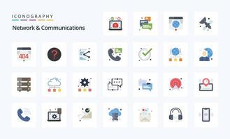 25 Network And Communications Flat color icon pack vector