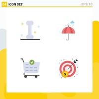 4 Universal Flat Icons Set for Web and Mobile Applications medical cart umbrella safety money Editable Vector Design Elements