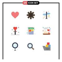 9 Creative Icons Modern Signs and Symbols of paper document navigation stick heart Editable Vector Design Elements