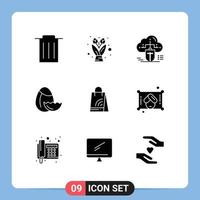 User Interface Pack of 9 Basic Solid Glyphs of shopping handbag connected bag nature Editable Vector Design Elements