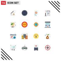 16 Universal Flat Colors Set for Web and Mobile Applications eco rocket sew pencle hat Editable Pack of Creative Vector Design Elements