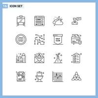 Stock Vector Icon Pack of 16 Line Signs and Symbols for google conversation cloudy man message Editable Vector Design Elements