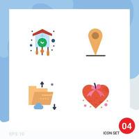 4 Flat Icon concept for Websites Mobile and Apps clock data cuckoo map multimedia Editable Vector Design Elements