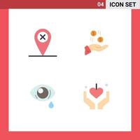 4 Universal Flat Icons Set for Web and Mobile Applications map droop hand currency sad Editable Vector Design Elements