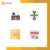 4 User Interface Flat Icon Pack of modern Signs and Symbols of hospital reception section repair scale shop Editable Vector Design Elements