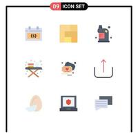 Universal Icon Symbols Group of 9 Modern Flat Colors of love ironing tools clean ironing stand household Editable Vector Design Elements
