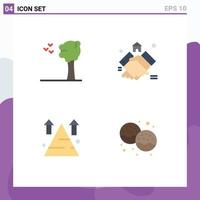 Set of 4 Commercial Flat Icons pack for arbor land agreement house sucess Editable Vector Design Elements