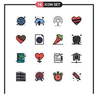 Stock Vector Icon Pack of 16 Line Signs and Symbols for document favorite information like heart Editable Creative Vector Design Elements