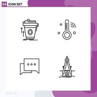 Set of 4 Vector Filledline Flat Colors on Grid for product bubble cup iot comment Editable Vector Design Elements