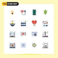 Set of 16 Modern UI Icons Symbols Signs for cart spring contact nature ecology Editable Pack of Creative Vector Design Elements