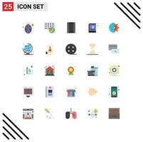 Mobile Interface Flat Color Set of 25 Pictograms of service manual hardware book pitch Editable Vector Design Elements