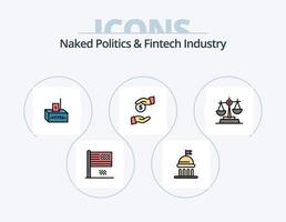 desnudo política y fintech industria línea lleno icono paquete 5 5 icono diseño. referéndum. elección. basura. votación. gancho vector