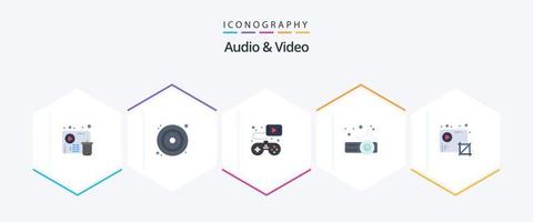 Audio And Video 25 Flat icon pack including media. audio. controller. projector. device vector