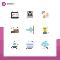 9 User Interface Flat Color Pack of modern Signs and Symbols of brazilian end puzzle arrow kitchen Editable Vector Design Elements
