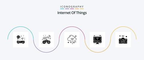 Internet Of Things Glyph 5 Icon Pack Including image. wifi. internet. screen. cloud vector