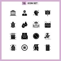 Set of 16 Modern UI Icons Symbols Signs for school education growth chart human Editable Vector Design Elements