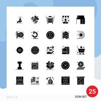 Group of 25 Modern Solid Glyphs Set for business crown broadcast success telecommunication Editable Vector Design Elements