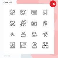 dieciséis usuario interfaz contorno paquete de moderno señales y símbolos de nube hospedaje objetivo base de datos rehidratación editable vector diseño elementos