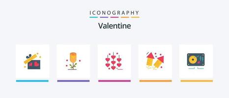 Valentine Flat 5 Icon Pack Including love. love. flower. day. valentine. Creative Icons Design vector