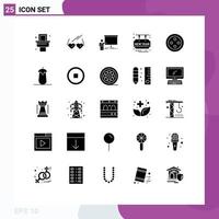 Modern Set of 25 Solid Glyphs and symbols such as stud party time meeting happy card Editable Vector Design Elements