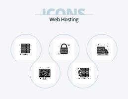 Web Hosting Glyph Icon Pack 5 Icon Design. web. lock. data. internet. vpn vector