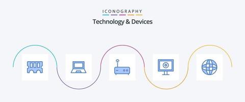 Devices Blue 5 Icon Pack Including equipment. devices. hub. automation. stream vector