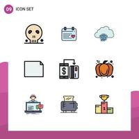 9 Creative Icons Modern Signs and Symbols of digital landscape network file infrastructure Editable Vector Design Elements